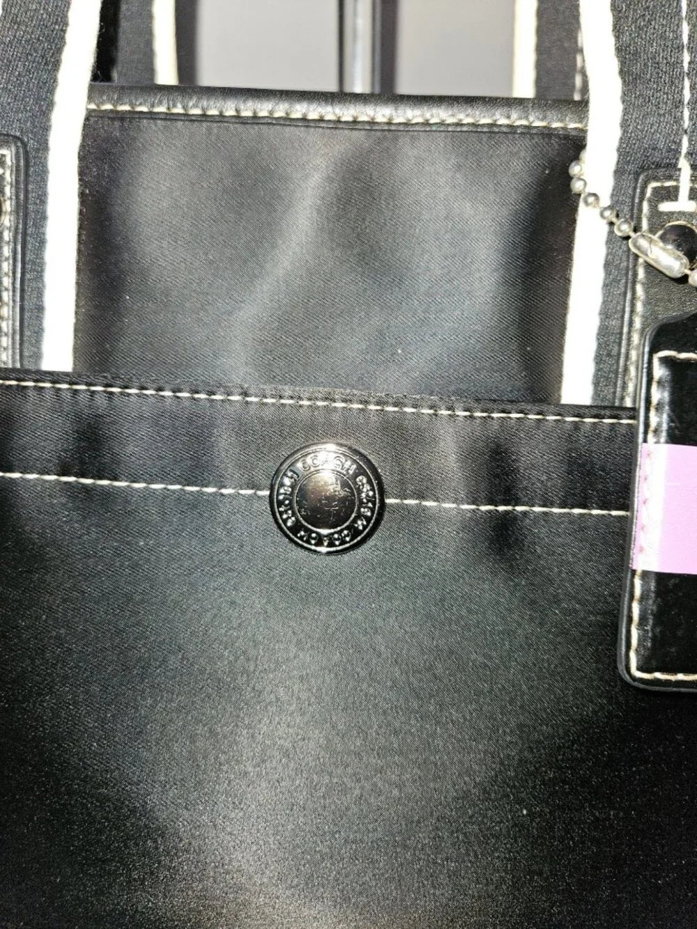 Coach Black Hamptons Weekend Nylon Side Cinched Snap Shoulder Tote Bag Travel